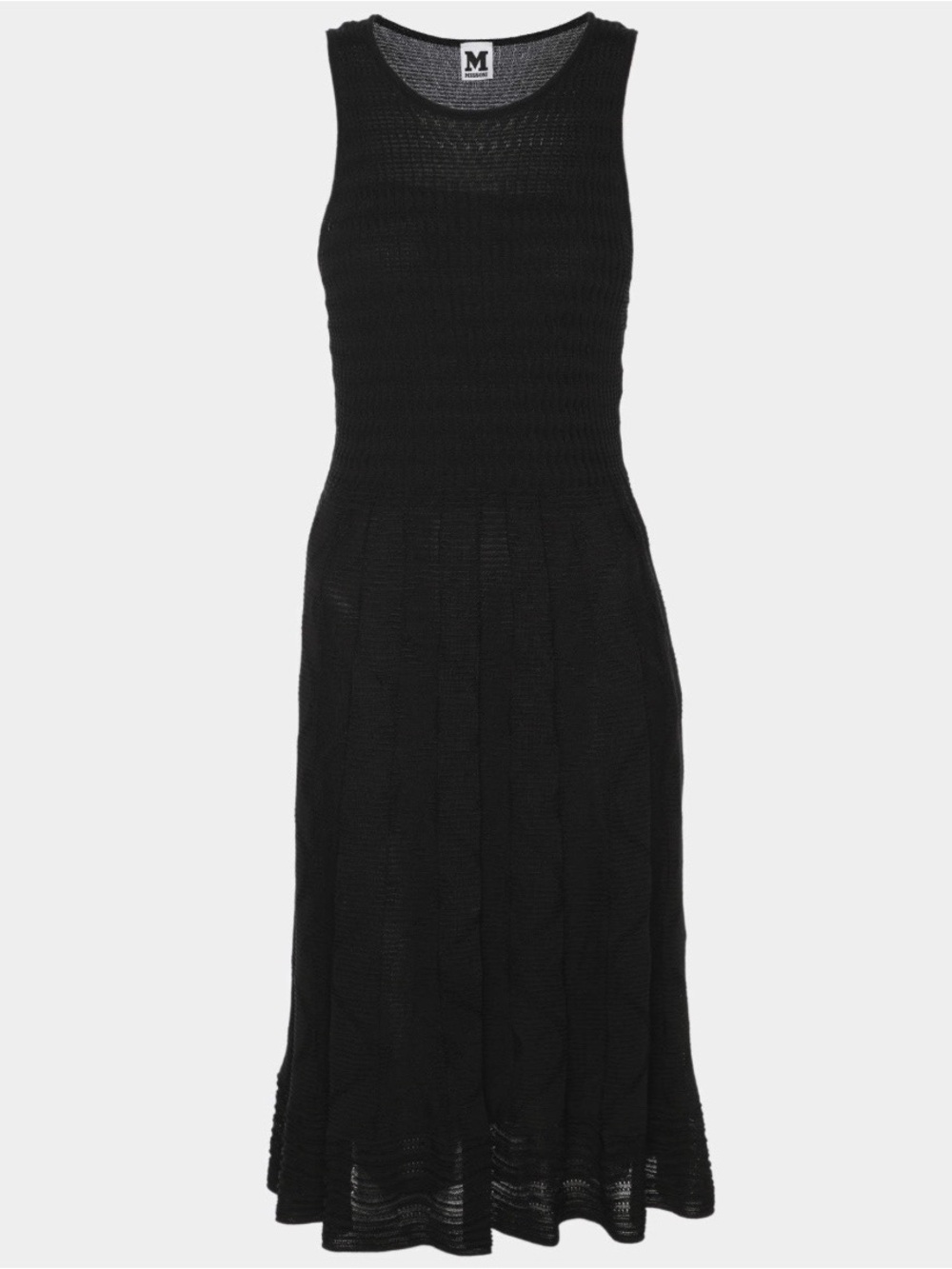 M by Missoni Black Sleeveless Rib Knit Midi Dress